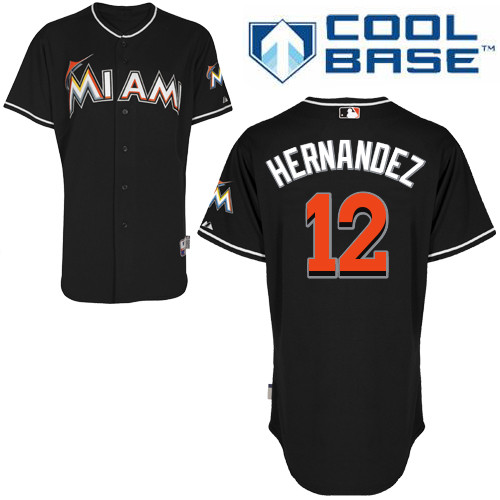 Kike Hernandez #12 MLB Jersey-Miami Marlins Men's Authentic Alternate 2 Black Cool Base Baseball Jersey